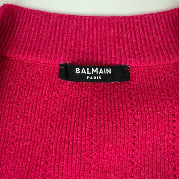 Balmain Long Sleeved V Neck Knit Pink Cardigan Button Top 38 6 - Picture 9 of 13